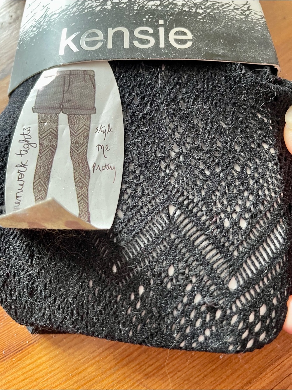 Kensie Black Chevron Lace Knit Tights, size M/L